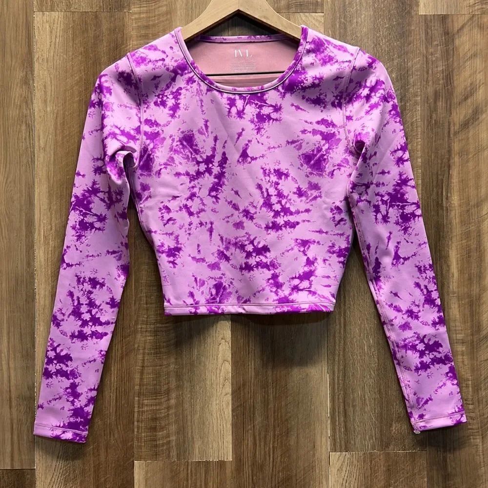 IVL - Purple Tie Dye Long Sleeve Crop Top